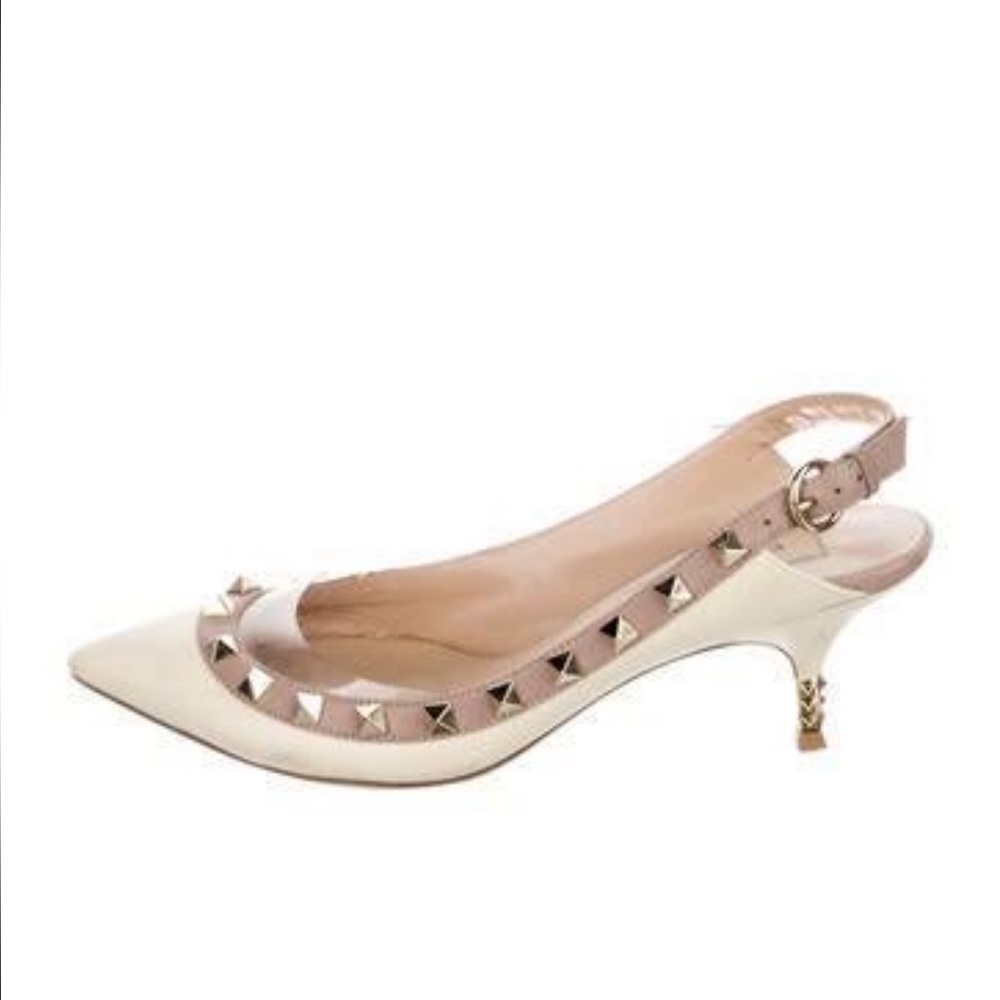 Valentino Slingback Rockstud Kitten Heels